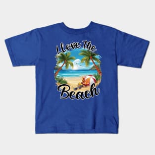 I Love the Beach Tropical Beach Lover Summertime Palm Trees Summer Vacation Beach Kids T-Shirt